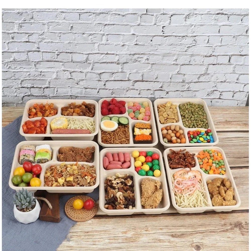 Meal prep 23 Oz 4 Compartment Bento Boxes. 25 W/Lids [G]